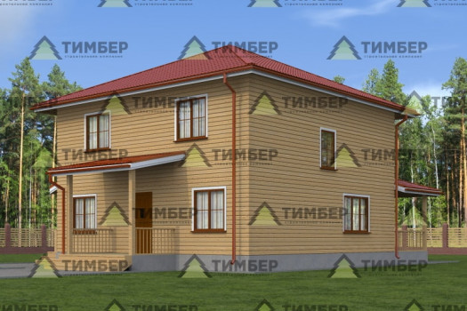 Проект дома из бруса 9,5х9,5 метров