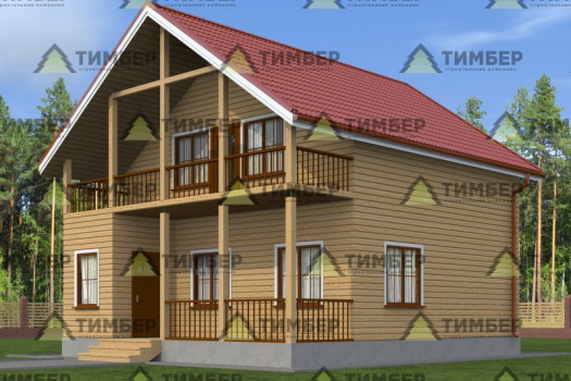 Дом из бруса 8х9 с балконом
