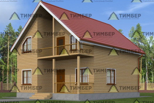 Дом из бруса 8х10 с балконом