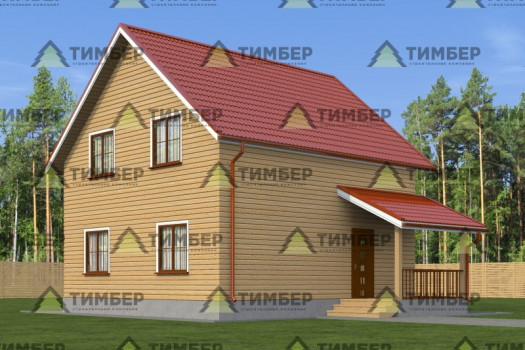 Проект дома из бруса 8х8 в полтора этажа