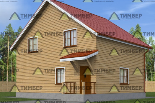 Проект дома из бруса с большой кухней