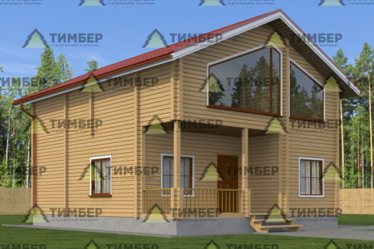 Проект двухэтажного дома из бруса с 3 спальнями