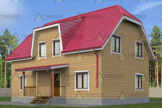 Двухэтажный дом из бруса 8х12 в полтора этажа
