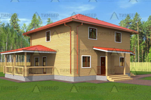 Проект дома из бруса с полноценными двумя этажами