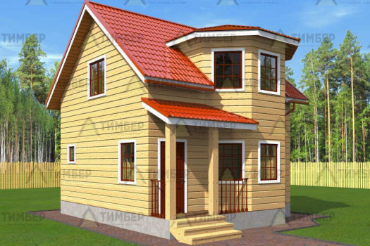 Полутораэтажный дом из бруса 6х6