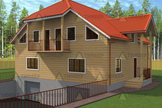 Полутораэтажный дом из бруса 11х11