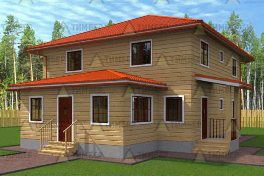 Двухэтажный дом из бруса 9х12