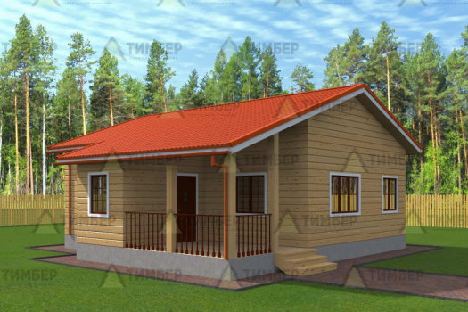 Одноэтажный дом из бруса 9х9
