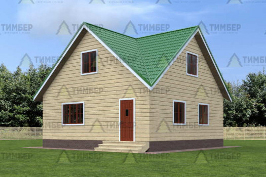 Одноэтажный дом из бруса 8х8 с мансардной крышей