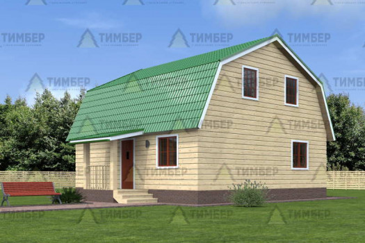 Проект дома из бруса с большой гостиной
