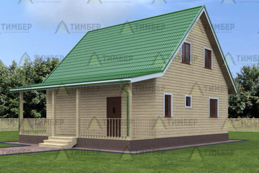 Дом из бруса 8х8 с террасой