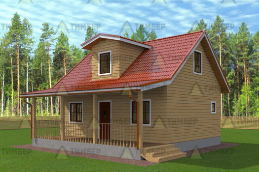 Дом из бруса 6х8 с мансардой