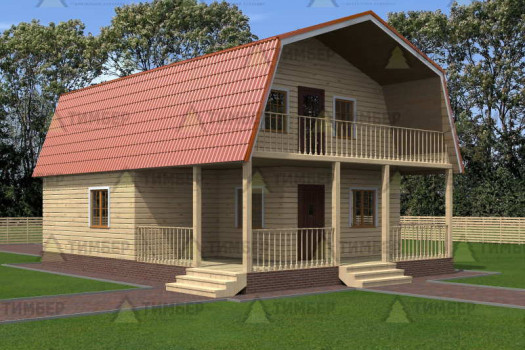 Дом из бруса 8х9 с ломаной крышей