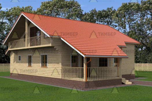 Полутораэтажный дом из бруса 10х12