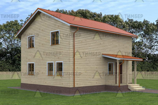 Двухэтажный дом из бруса 8х9