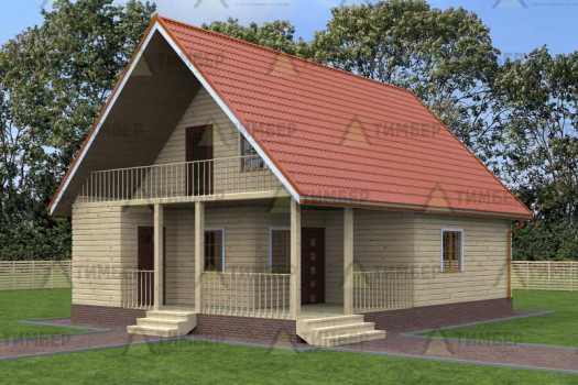 Дом из бруса 8х11 с балконом