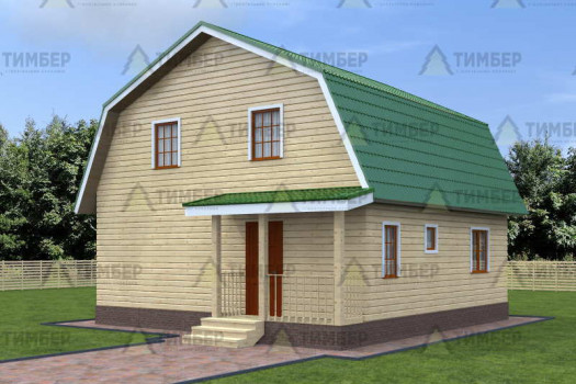 Большой дом из бруса с ломаной крышей