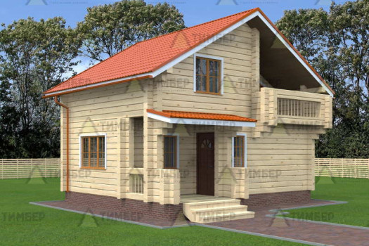 Полутораэтажный дом из бруса 5х7