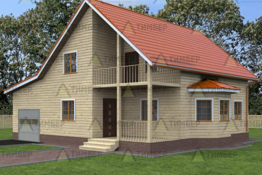 Проект дома из бруса с гаражом 8 на 10
