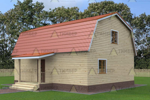 Пример проекта дома из бруса с мансардой