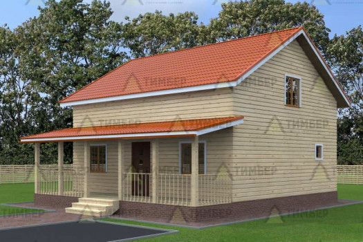 Дом из бруса 8х9 с террасой