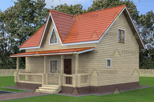 Проект дома из бруса 8х9 в полтора этажа