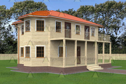 Двухэтажный дом из бруса 6х9