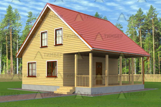 Проект дома из бруса 9х8 с мансардой