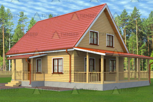 Дом из бруса 8х10 с террасой