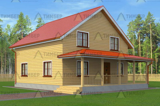 Проект дома из профилированного бруса с верандой