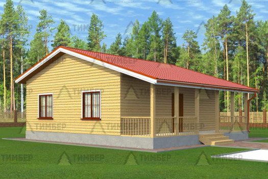 Одноэтажный дом из бруса 8х9