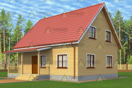 Одноэтажный дом из бруса 8х10 с мансардной крышей