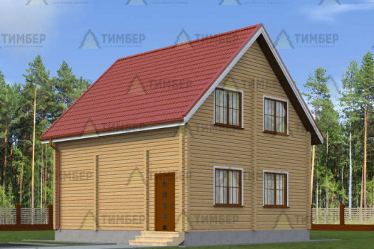 Полутораэтажный дом из бруса 8х8
