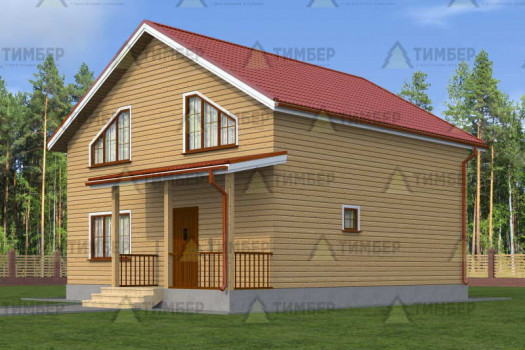 Полутораэтажный дом из бруса 9х9