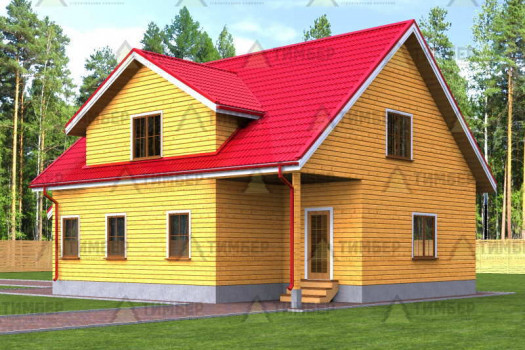 Одноэтажный дом из бруса 10х11 с мансардной крышей