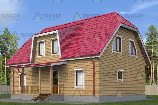 Одноэтажный дом 8х12 из бруса с мансардной крышей